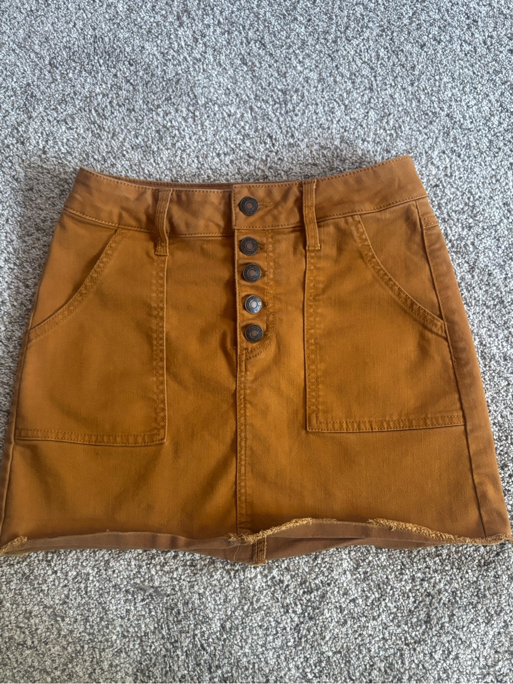 Sky and Sparrow Rust Button-Front Mini Skirt